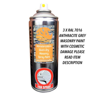 3 x Masonry 7016 Anthracite Grey 400ml aerosols Monstercolors